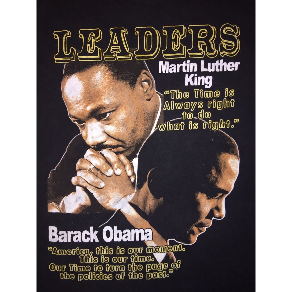 LEADERS President Barack Obama Martin Luther King BLM Cotton T-Shirt USA Large